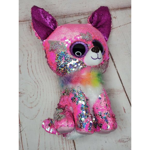TY Flippables Sequin 12" Medium Size Day Chihuahua Puppy Dog Stuffed Animal - Picture 8 of 12